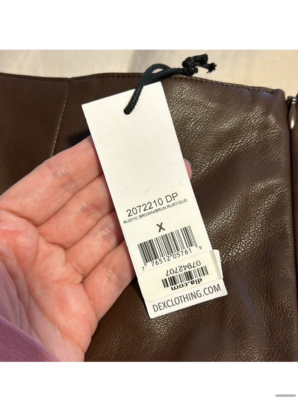 DEX Rustic Brown Faux Leather Mini Skirt 0X NWT - Picture 6 of 8